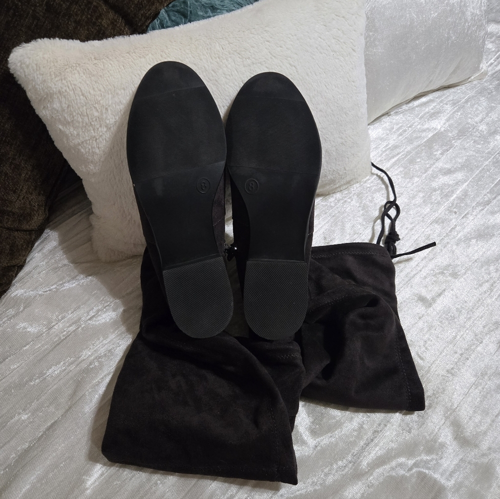 Elegant Dark Gray Faux Suede Knee-High Boots Size 8 EUC - Picture 4 of 7